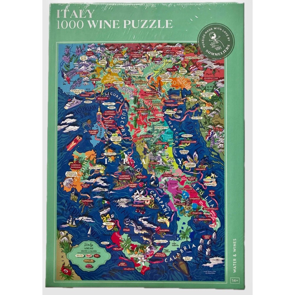 Wine Puzzle 1000 Piece Jigsaw Puzzle Educational Italian Wine Map Brand New